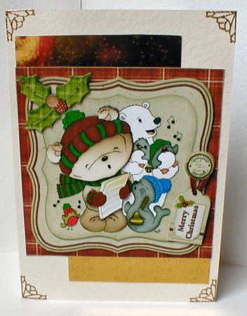 Ted's Xmas Choir Country Style Quick Card by Celia Clare