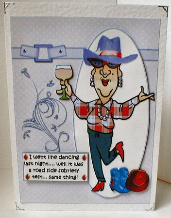 Edna Goes Line Dancing Quick Card by Celia Clare