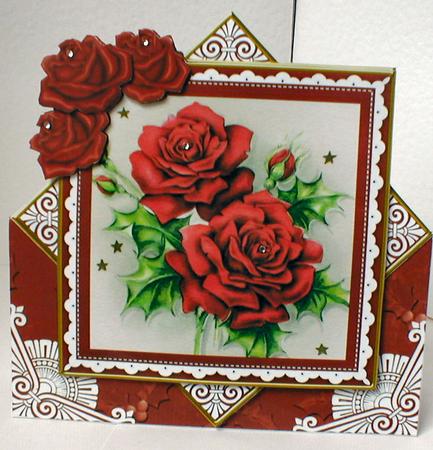 Christmas Roses Red Poinsettia Diamond Mini Card Kit by Celia Clare