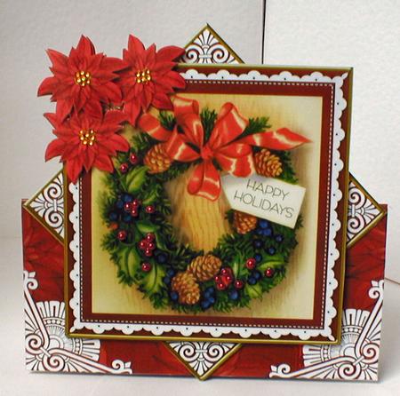 Christmas Holiday Wreath Red Diamond Mini Card Kit by Celia Clare