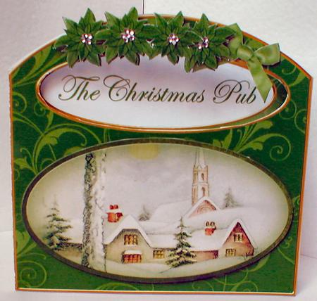 The Christmas Pub! Aperture Decoupage Card Mini Kit by Celia Clare