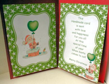 Santa Going Down the Chimney with Balloon A5 Insert by Celia Clare