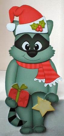 3D on the Shelf Card Kit - Little Christmas Raccoon by Celia Clare