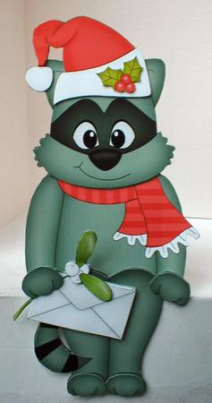 3D on the Shelf Card Kit - Little Christmas Raccoon by Celia Clare