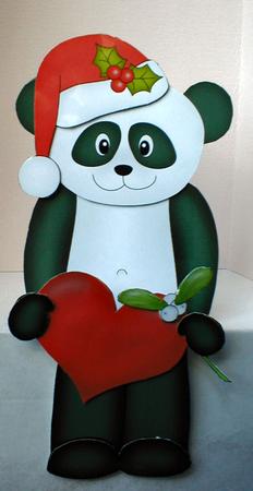 3D on the Shelf Card Kit - Little Christmas Panda Heart by Celia Clare