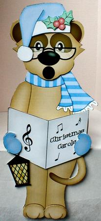 3D on the Shelf Card Kit - Christmas Carol Singing Meerkat by Celia Clare
