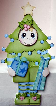 3D on the Shelf Card Kit - Little Christmas Tree Fancy Dress by Celia Clare