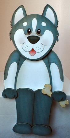 3D on the Shelf Card Kit - Little Husky Dog Chase by Celia Clare