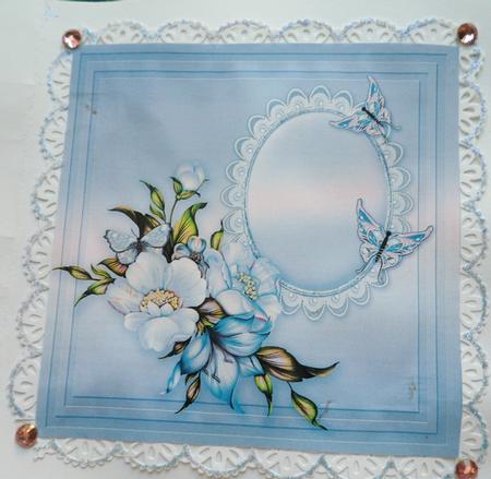 Blue Girly Time with Lace Parasol 8in x 8in Insert Plate by Charmaine Brits