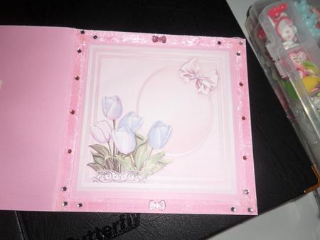 Lilac Tulips in a Pink Rope Frame - 8in x 8in Insert Plate by Charmaine Brits