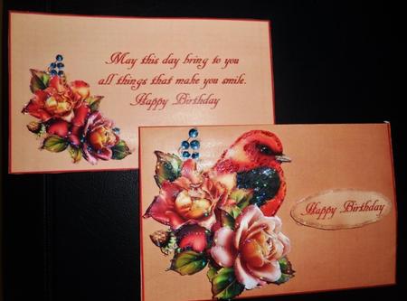 Gift Card Envelope with Bird and Rose Decoupage by Charmaine Brits