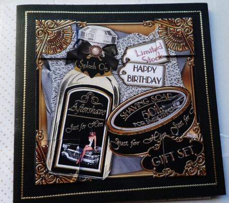 Mens Aftershave 50th Gift Set 8in Topper Sheet by Charmaine Brits