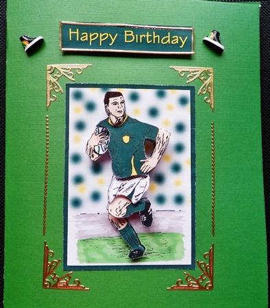 Rugby (green & Gold) - Decoupage by Charmaine Brits