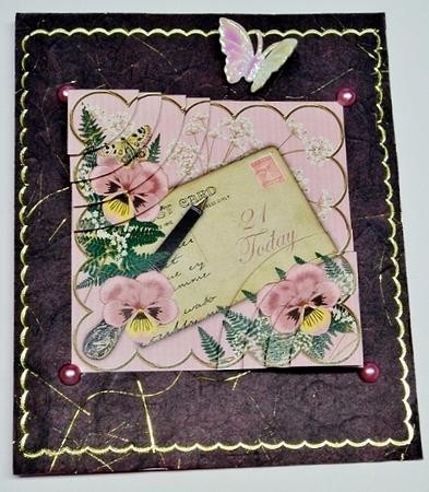 Pink Pansy 21 Today 6in Duo Corner Stacker by Charmaine Brits