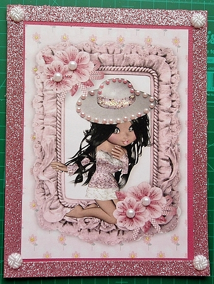 Little Lady in Bonnet in Frill Frame A4 by Charmaine Brits