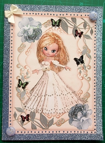 Pretty Lady in Silver Rose Floral Frame A4 by Charmaine Brits