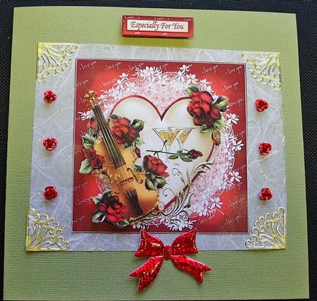 Violin and Roses for My Love Quick Card by Charmaine Brits