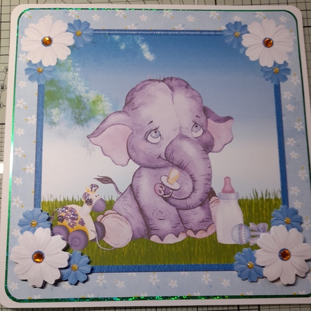 New Baby Boy Card Topper & Decoupage by Michelle Sharpe