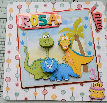 300dpi 6x6 ins topper & Decoupage, baby dinosaurs - ages 1-5 Grandson by Michelle Sharpe