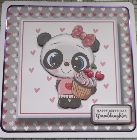 8x8 Kitty Cupcake Birthday Card Front with Sentiments  by Michelle Sharpe