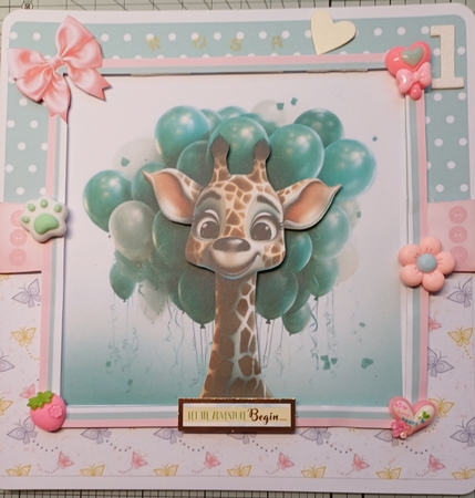 Birthday Giraffe 8x8 Inch Quick Card #4 by Michelle Sharpe