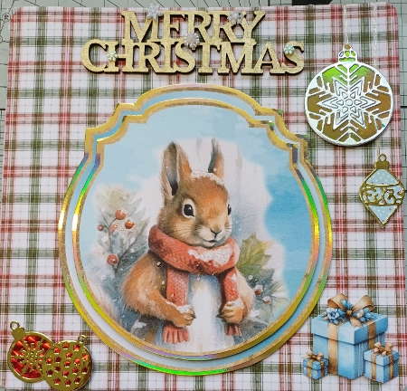Christmas Squirrel Easel Card. JPEG and PDF by Michelle Sharpe