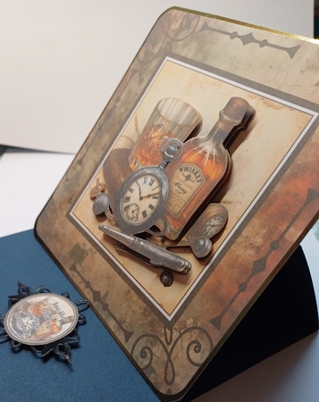6x6 Whisky Heaven 1 Card Front with Decoupage and sentiments  by Michelle Sharpe