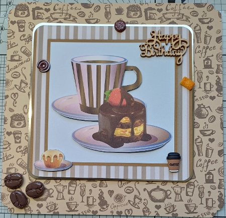 Coffee and cake male birthday card by Michelle Sharpe