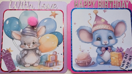 Baby Mouse Birthday Card Toppers by Michelle Sharpe