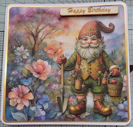 Male Gnome Garden Card Kit. Male relatives sentiments. with inserts and envelope by Michelle Sharpe