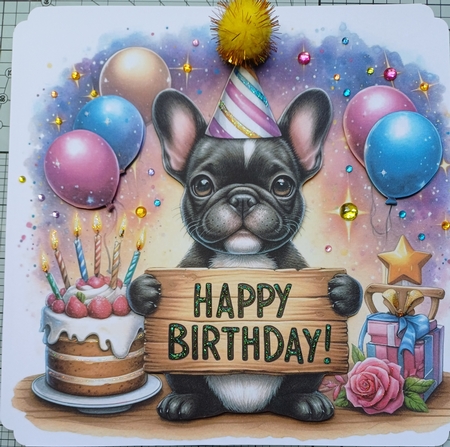 Happy Birthday French Bulldog by Michelle Sharpe