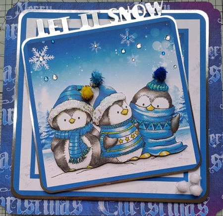 Christmas Penguins Decoupage Card Mini Kit 7x7 by Michelle Sharpe