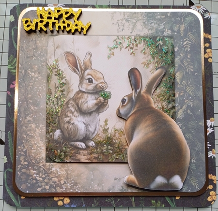 HERES LOOKING AT YOU WOODLAND RABBIT ALL OCCASIONS CARD FRONT  by Michelle Sharpe