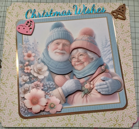Grandparents at Christmas 6 inch Card Front, Gift Tag & Decoupage by Michelle Sharpe