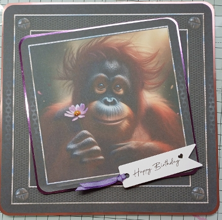 Sweet Orangutan Card 7x7 inch Topper by Michelle Sharpe