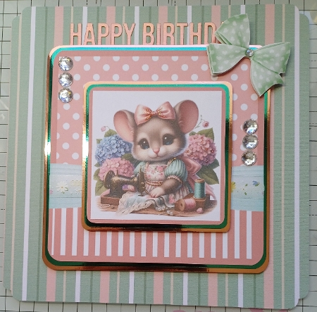 Sewing Mice Card Fronts x 2 with Folded Gift Tags by Michelle Sharpe