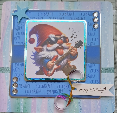 Rock Star Gnome 1 Card Front 6x6 by Michelle Sharpe