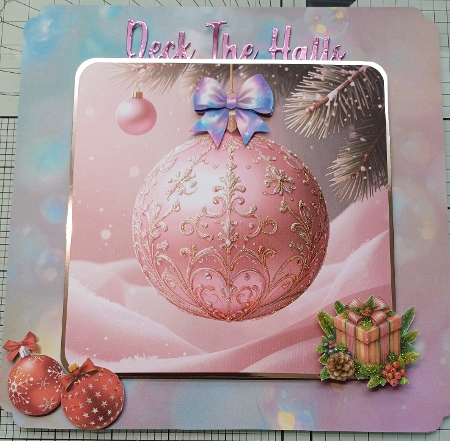 Pink Bauble 5 X 7 Card Front. by Michelle Sharpe