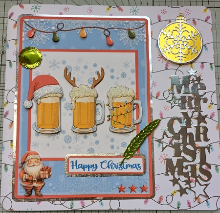 Beer glasses Christmas greeting card by Michelle Sharpe