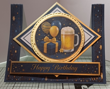 Festive Pop-Up Birthday Card with Beer, Balloons and Gift Box by Michelle Sharpe