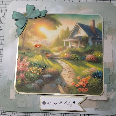 5 X 7 House And Garden With A Sunset Theme Card Front. by Michelle Sharpe