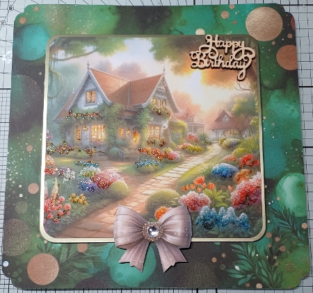 5 X 7 House And Garden With A Sunset Theme Card Front. by Michelle Sharpe