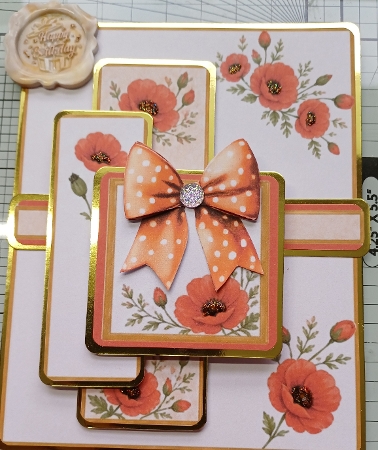 Red Poppies Card Front with Bows – Elegant Floral Craft Sheet by Michelle Sharpe