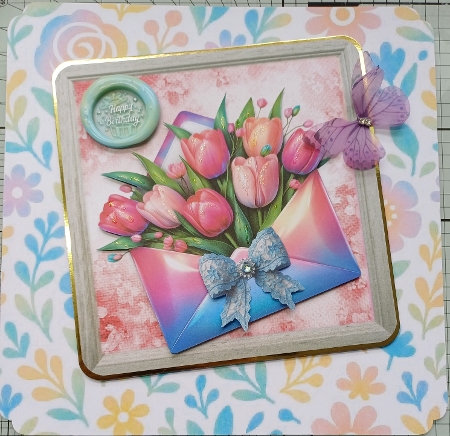 Pretty Set Of 4 Envelopes With Flowers In Wooden Frames 8x8 Card Mini Kit by Michelle Sharpe