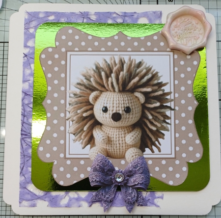 Cute Knitted Hedgehog ,Brown Polkadot 7x7 Frame  by Michelle Sharpe