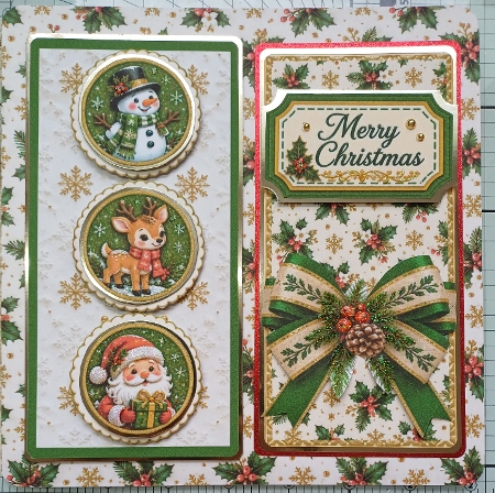 Green Christmas Santa Snowman and Reindeer 7x7 Card Kit by Michelle Sharpe