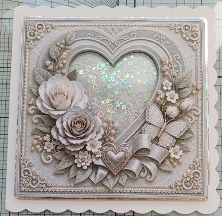 8x8 Elegant Heart Blossom - Quick Card Front with Sentiments  by Michelle Sharpe