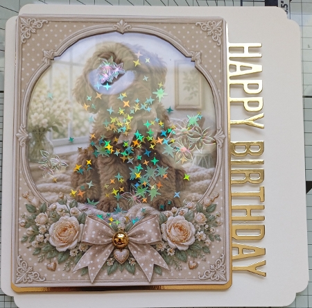 A5 Vintage Puppy 3 Quick Card Front with Sentiments  by Michelle Sharpe
