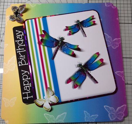 Two Size Butterflies on a Rainbow Background Backing Paper by Michelle Sharpe