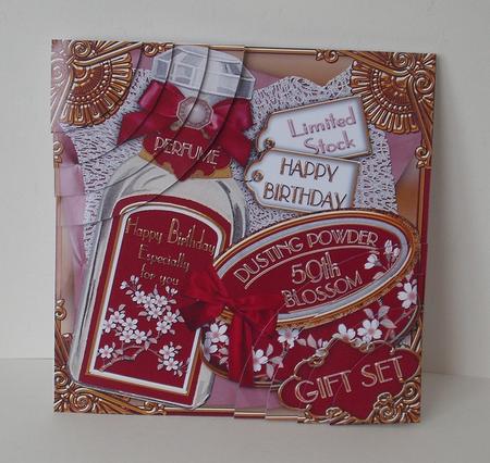 Plum Blossom 50th Birthday Gift Set 6in Duo Corner Stacker by Michelle Sharpe